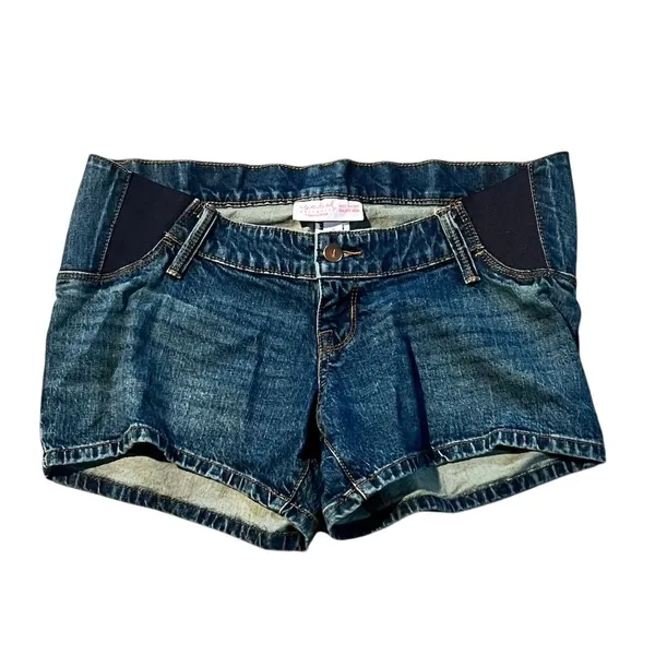 Isabel Maternity Women's Size 2 Blue Bermuda Denim Shorts Summer Wear - Image 4