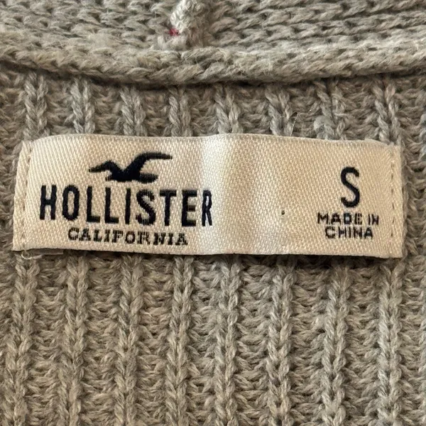 Hollister Gray Wrap Front Ribbed Knit Sweater Women’s Small Balloon Sleeve - Image 4