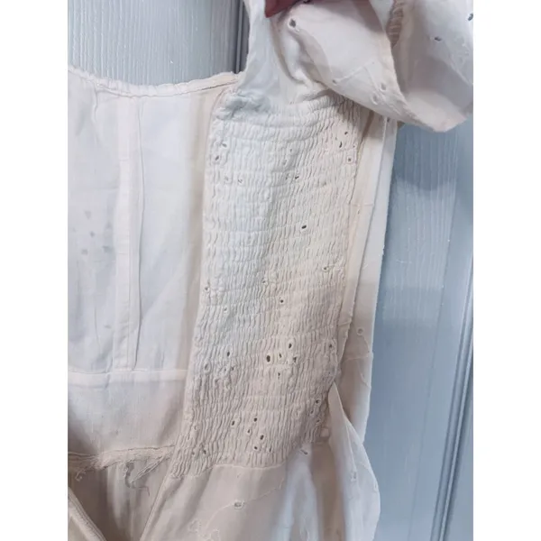 Zara eyelet off shoulder ivory midi cottage women’s dress smocked runs small* - Image 16