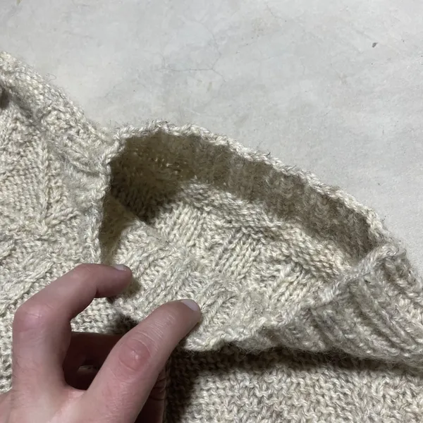 Blarney Woollen Mills Aran Knit Sweater Cream Pure Wool Ireland Women's SZ L - Image 5