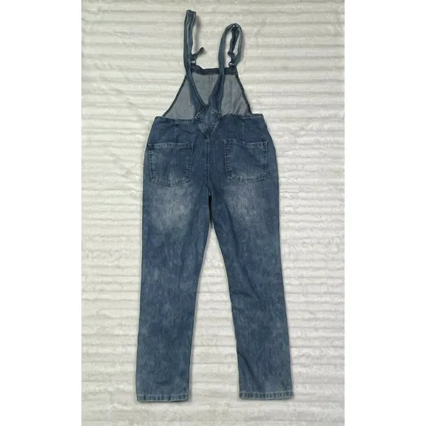 Forever 21 Overalls Size 26 or‎ Small Medium Wash Distressed Denim - Image 4