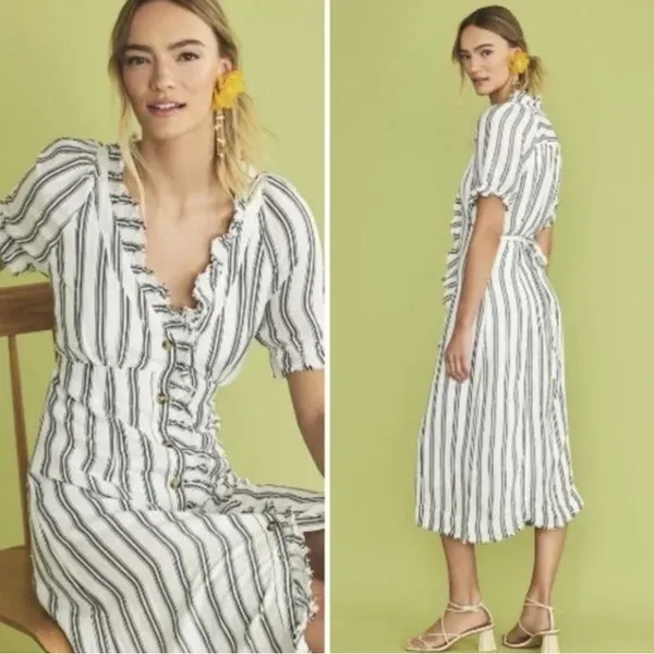 Anthropologie Pilcro Ruffle collar button down dress NWT - Image 2