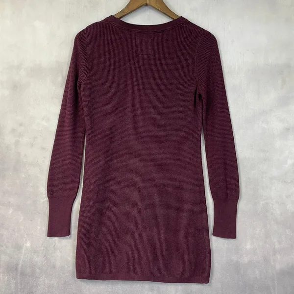 Y2K Aerie Waffle Knit Henley Top Women Large Cozy Stretch Bella Elena‎ Grunge - Image 2