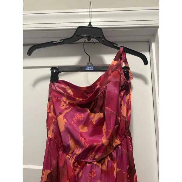 SheIn Pink Floral One Shoulder Maxi Dress Size 8 Tiered Ruffle Resort Vacation Cruise - Image 5