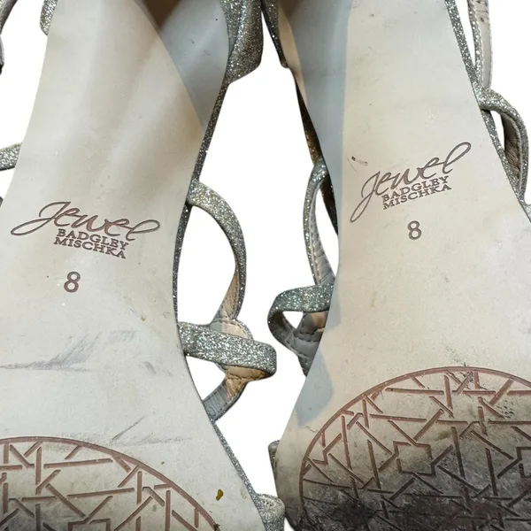 Jewel Badgley Mischka Shoes Womens Size 8‎ Gold Glitter Strappy Stiletto Sandals - Image 11