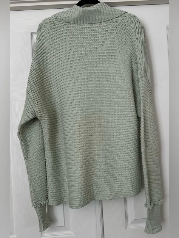 Free People Marlie Pullover mint Green Oversized Ribbed Sweater size XL - Image 4