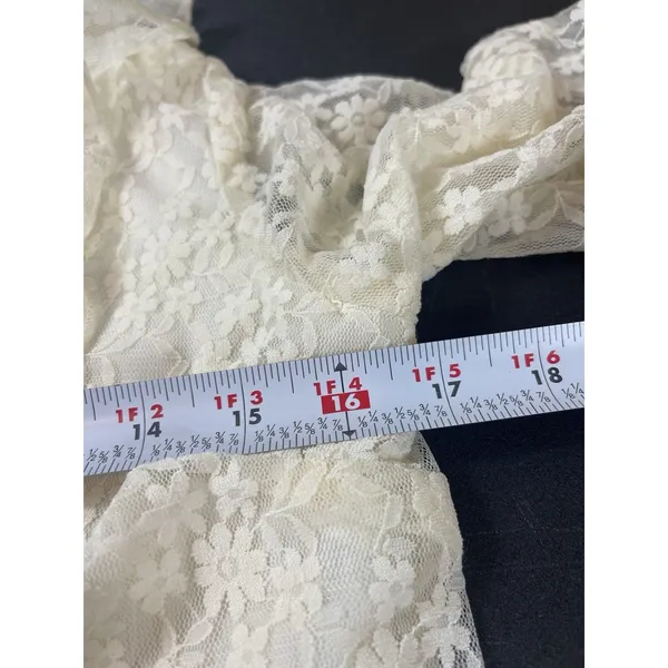 NWT American Eagle Lace Crop Top XS Ivory Sheer Fairy Boho Y2K Bell Sleeve - Image 11
