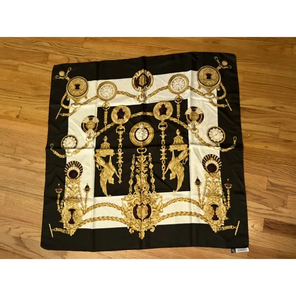 Carlisle Italy Baroque Watch‎ Silk Scarf Gorgeous Hand Rolled - Image 2