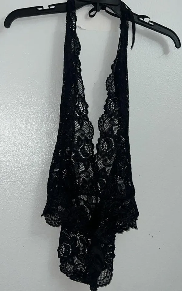Womens Halter Lingerie Lace Teddy Bodysuit Nightwear Deep V Lace Babydoll M - Image 5