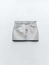 NWT Zara TRF light blue denim mini skirt. Size XL - Image 3