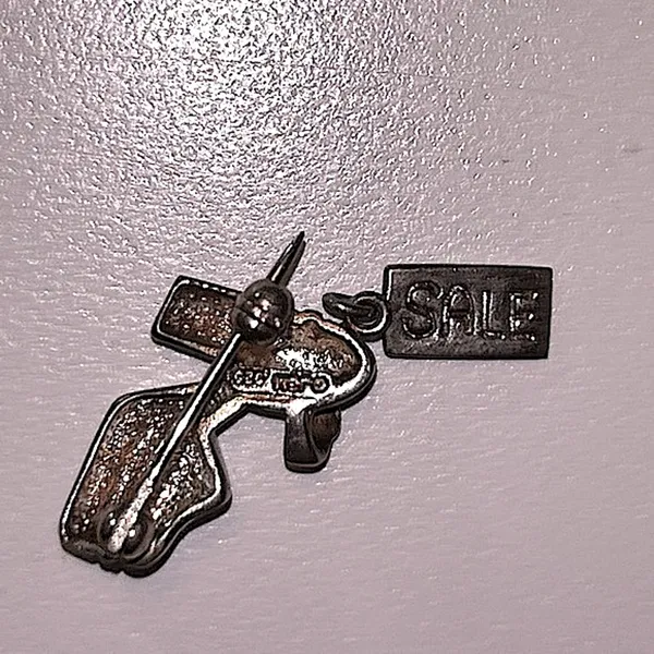 Mini silvertone platform shoe pin with SALE tag - Image 4