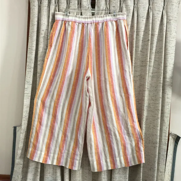 Lou & Grey for Loft Striped Linen Wide Leg Crop Pants - Image 7