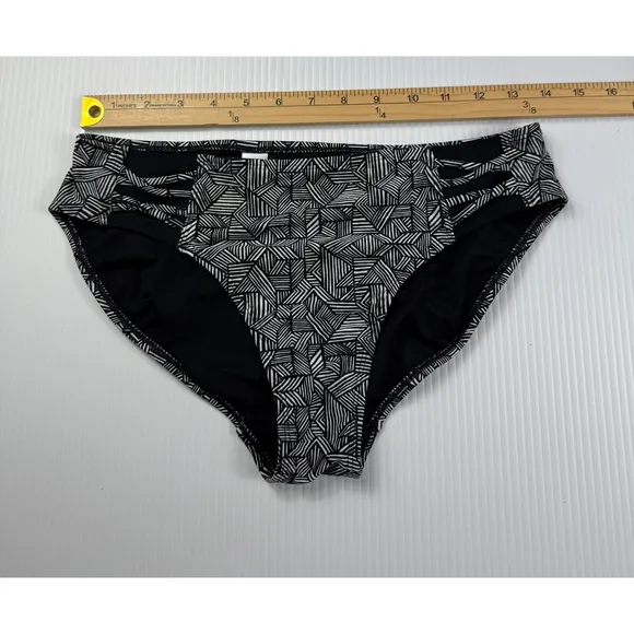 Athleta Bikini Bottom Geometric Print Swim‎ Bottom Black White Size M - Image 3