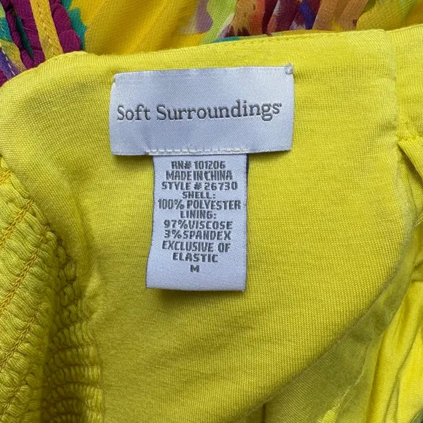 Soft Surroundings Maxi Dress Gown‎ M Yellow Floral Vibrant Empire Waist Garden - Image 7