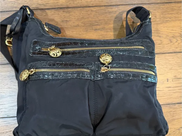 Y2K Brighton Black Crossbody Bag with Gold Hardware and leather/ leopard design - Image 12