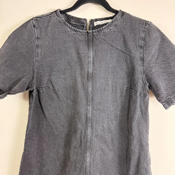 Abercrombie & Fitch Washed Black Denim Mini Shift Dress Short‎ Sleeve Small NEW - Image 8
