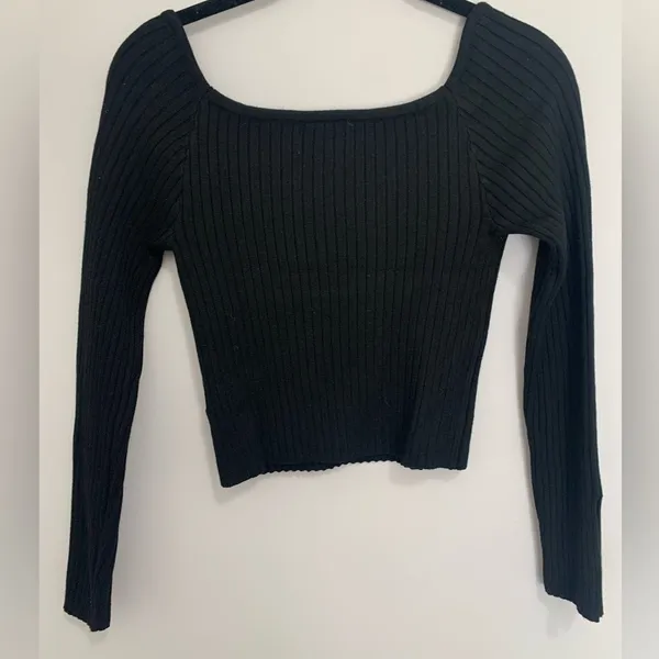 Cropped fitted black sweater. Women’s size XS. NWOT - Image 2