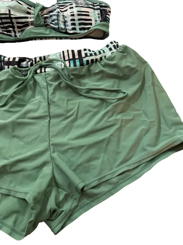Amazon Brands Sage Green Plaid Cage Strap Bikini Swim Set Strappy Medium Women's - Image 7