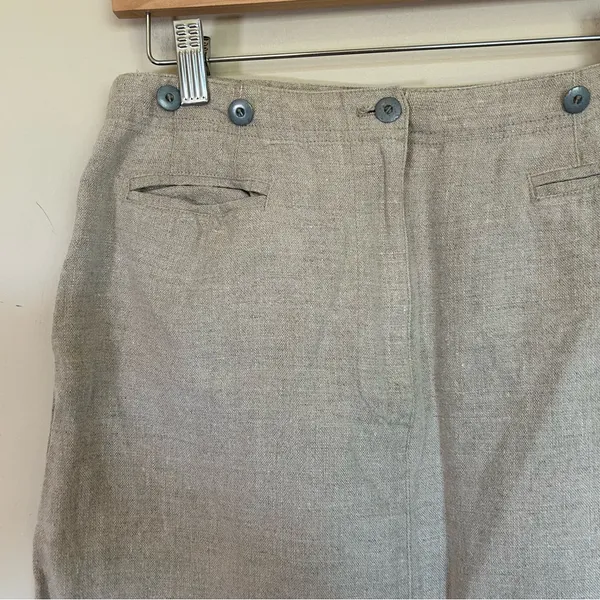 Ann Taylor Women's Small 100% linen natural beige skirt midi slit‎ - Image 5
