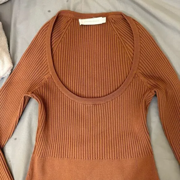 Jonathan Simkhai Jayline Pullover &‎ Bralette Set Ribbed Knit Dawn Size Large Brown - Image 13