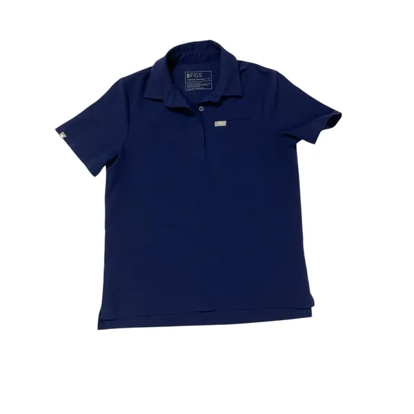 FIGS Nala Short Sleeve Scrub Polo Top - Blue - XS - Image 5