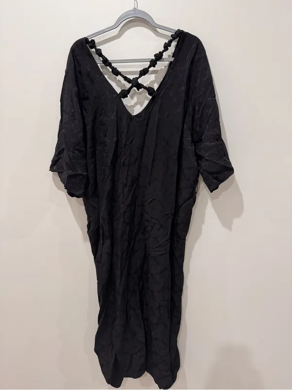 Ganni Size 38 Viscose Jacquard Midi Black Dress - Image 5