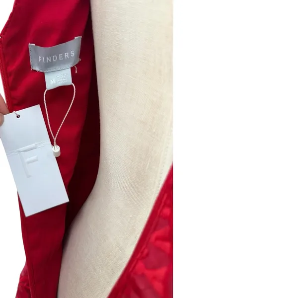 Finders Keepers‎ Spectrum Red Embroidered Midi Dress Sheath V Neck NWT Medium - Image 10