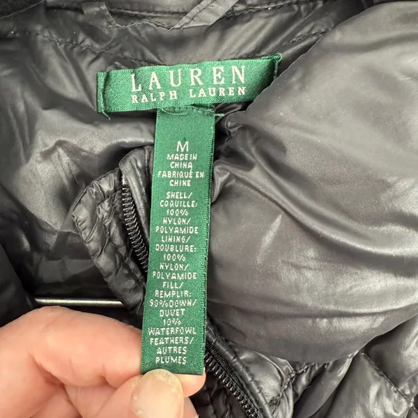 Lauren Ralph Lauren Womens Black Quilted Puffer Jacket Down Fill Size M No Hood‎ - Image 5
