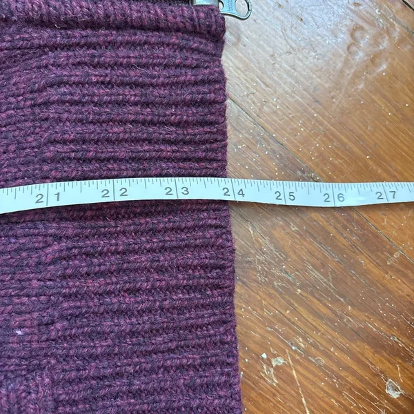 LL Bean Lambs Wool Knit Cardigan Sweater Zip Fair Isle Burgundy Small - Image 6