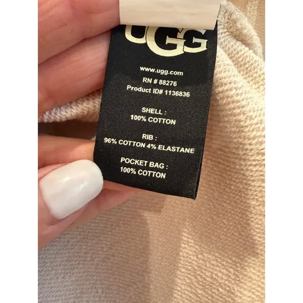UGG Anisha French Terry Drawstring Waist Pocket Dress Small Cream Beige - Image 12