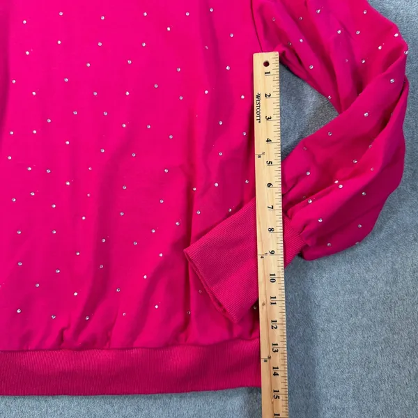 Fantastic Fawn Rhinestone Bedazzled Crewneck Sweatshirt Women's Large Pink - Image 5