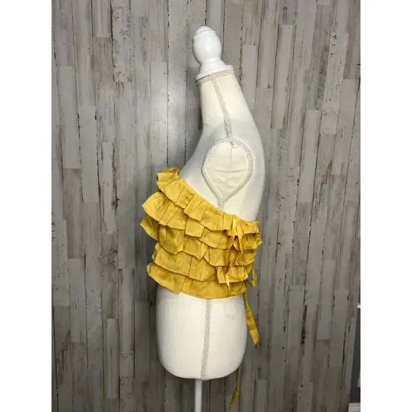 Hello Molly Yellow Ruffled‎ Tulle Corset Top Blouse Size Medium Party Wear - Image 5