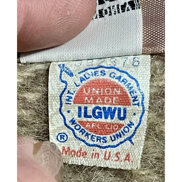 Vintage 70s Wool Herringbone Coat Jacket Chevron Tweed ILGWU Union Made USA M - Image 9