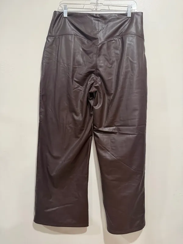 Halara XL Petite Brown Faux Leather High Rise Wide Leg Pants Size XL Petite - Image 5