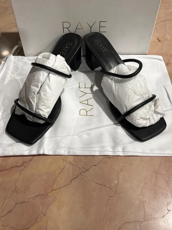 RAYE Etienne Low Heel in Black Leather 10 with Box Womens sandals - Image 5