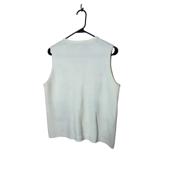 Crystal Kobe Womens Ivory Christmas Sweater Vest‎ Embroidered Holiday Trees M - Image 4