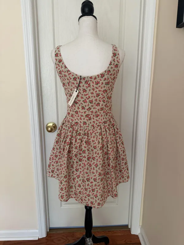 NWT Olivaceous Women’s Floral Print A-Line Dress Linen, Sz L - Image 7