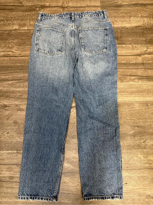 ZARA Women’s Distressed Ripped Straight Leg Jeans Size 12 - Image 4