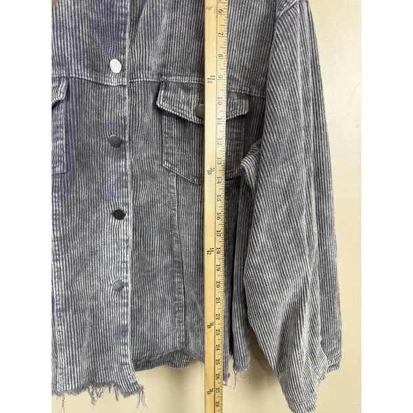 Pol Women’s Corduroy Button Distressed Gray Raw Hem Jacket Plus Size 3XL - Image 8