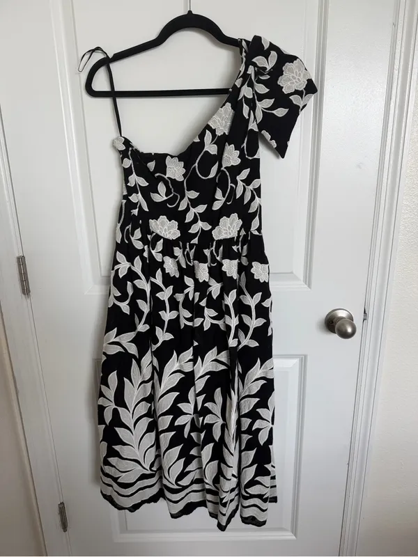Anthropologie One Shoulder Floral Midi Dress 8 - Image 2