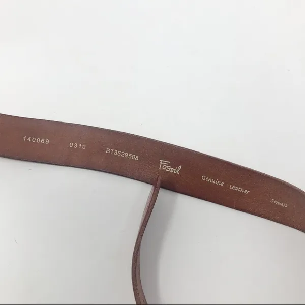 Vintage Fossil Y2K Brown Leather Tooled Floral Western Distressed Belt womens S - Image 4