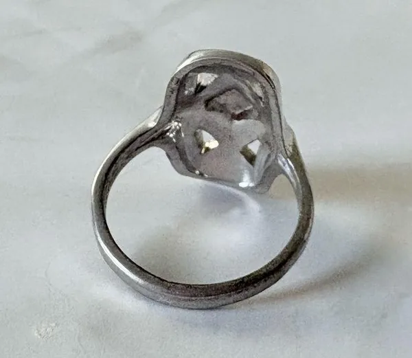 Vintage Silver Tone Rectangle Openwork Statement Ring Size 8.25 - Image 5