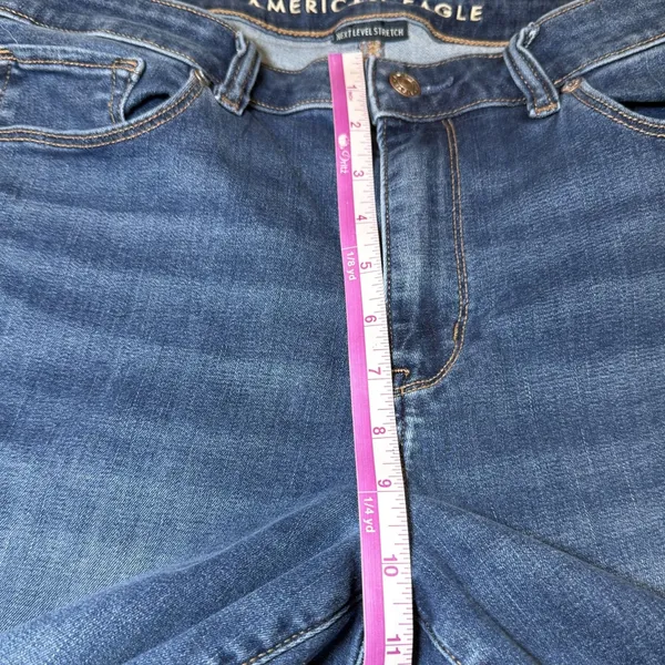 American Eagle Womens Size 12 High-Rise Skinny Kick Jeans Raw Hem Stretch Denim - Image 10