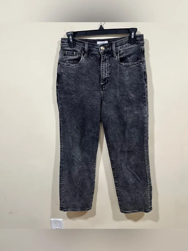 Pistola high-rise black acid wash mom jeans faded, vintage-style size 27 EUC - Image 6