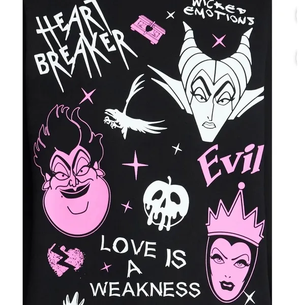 Disney Villains Heart Breaker Maleficent‎ Ursula Evil Queen Black Sweatshirt S - Image 7