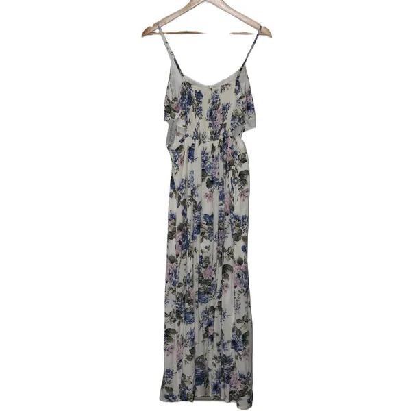 Womens Abercrombie & Fitch White Floral Print Cut Out Maxi Dress Size Medium - Image 2