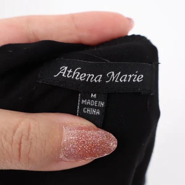 Athena Marie Pants Womens Medium Black Stretch Travel Casual Business Wide Leg - Image 3