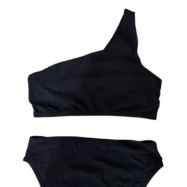 Tory Burch One Shoulder Bikini Top & High Waisted Bottoms Black Women's Size Sm - Image 3