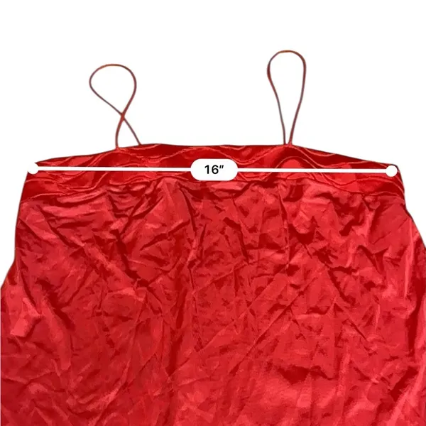 Vintage JCPENNY Nylon Camisole Slip Tank Top Small Red Square Neck Made in - Image 8