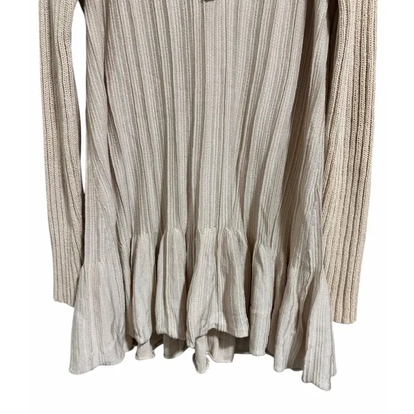 Free People Ribs & Ruffles Tunic Sweater Ivory Women's Size‎ Medium - Image 5